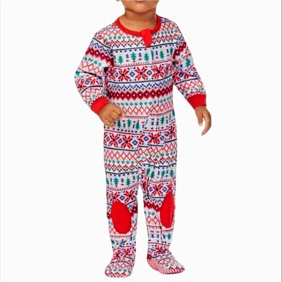 CHRISTMAS Pajamarama Unisex Christmas Fairisle Sleeper New 12 Month - Picture 1 of 12